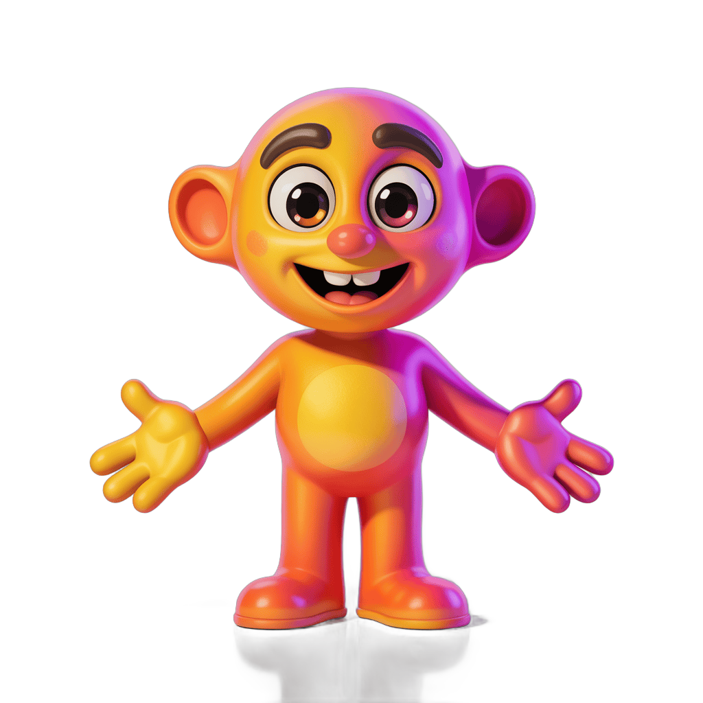 Vibrant 3d cartoon monkey character with arms outstretched for cheerful graphic design PNG - transparent background
