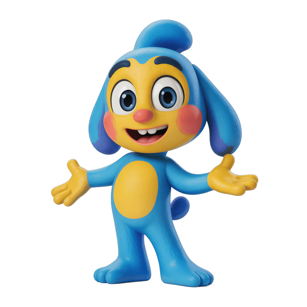 Vibrant cartoon dog character with arms outstretched for cheerful greeting designs PNG - transparent background
