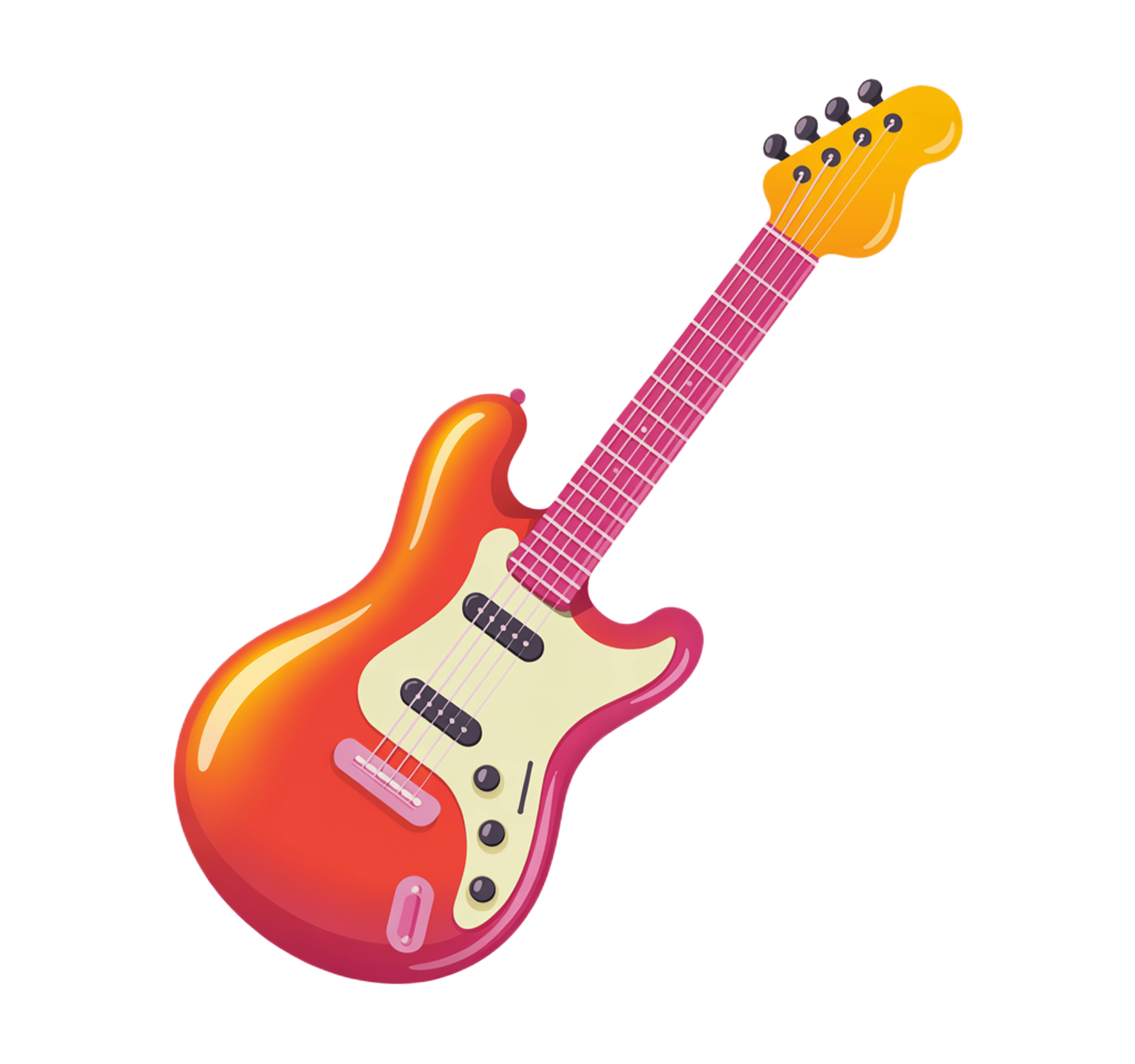 Vibrant cartoon electric guitar graphic for music education and website design PNG - transparent background