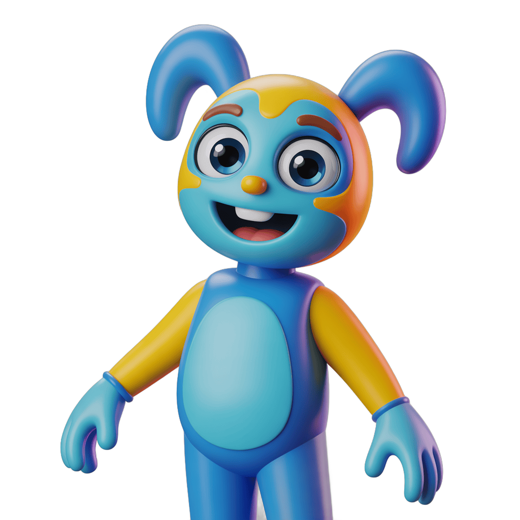 Vibrant cheerful cartoon character with colorful ears and arms for cheerful illustrations and designs PNG - transparent background