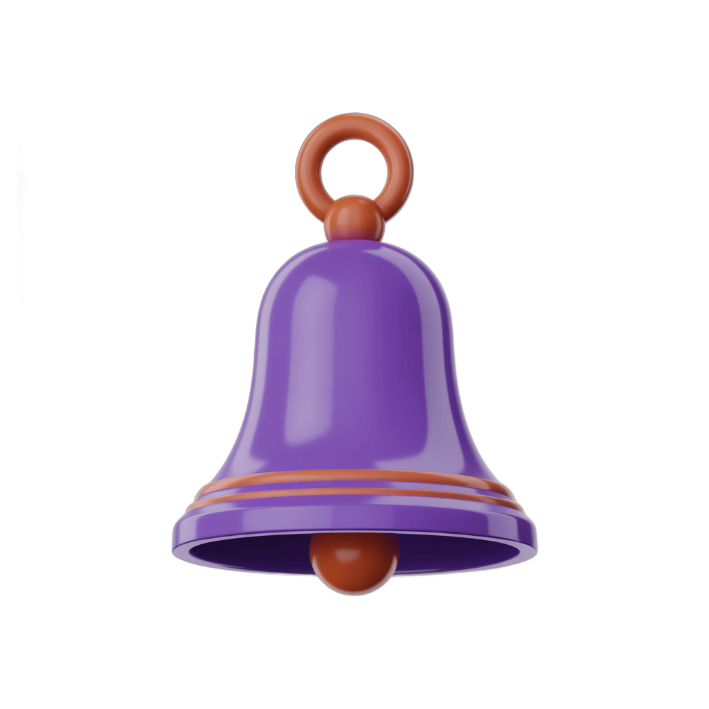 Vibrant purple bell graphic element for notifications alerts and event decorations PNG - transparent background