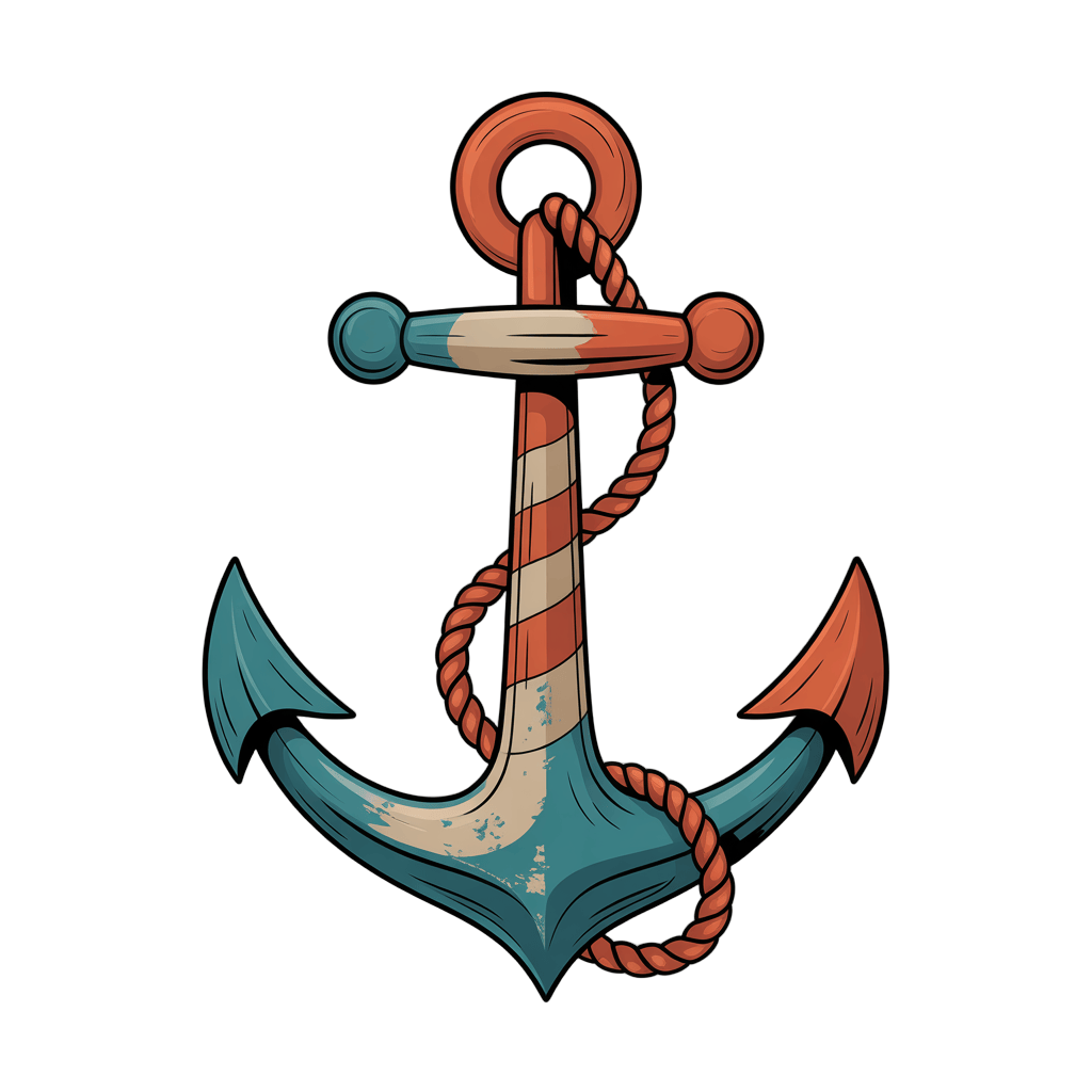 Vintage nautical anchor graphic element for maritime logos and travel branding PNG - transparent background