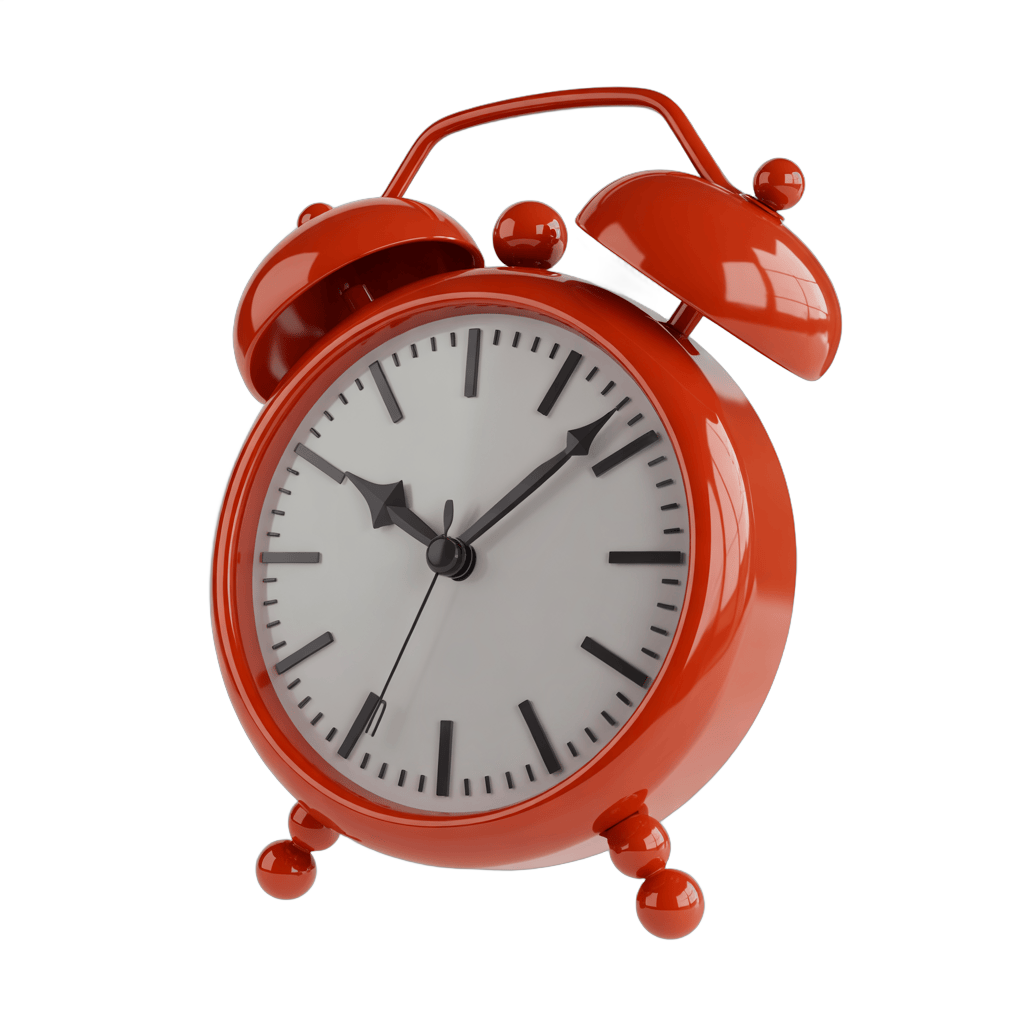 Vintage red alarm clock illustration for time management and productivity designs PNG - transparent background