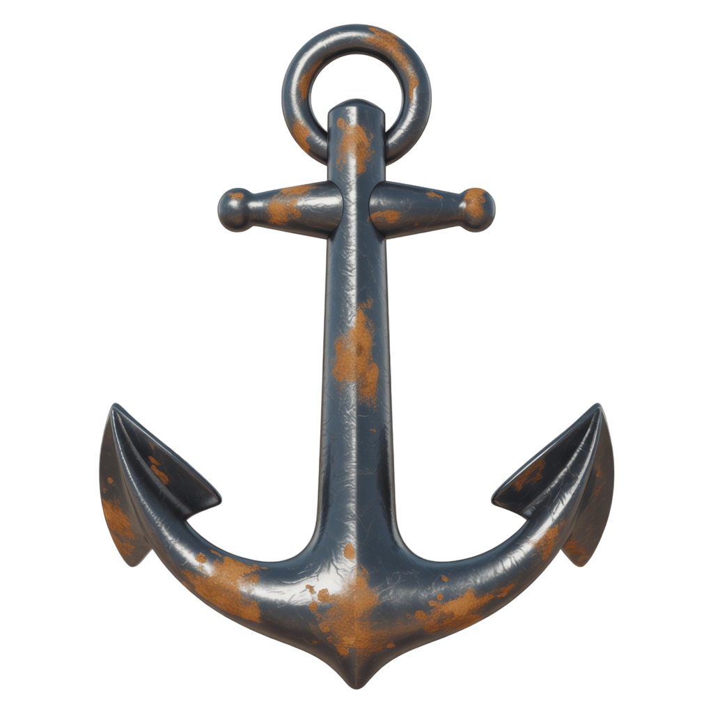 Vintage rusted metal anchor graphic element for nautical maritime branding and illustrations PNG - transparent background