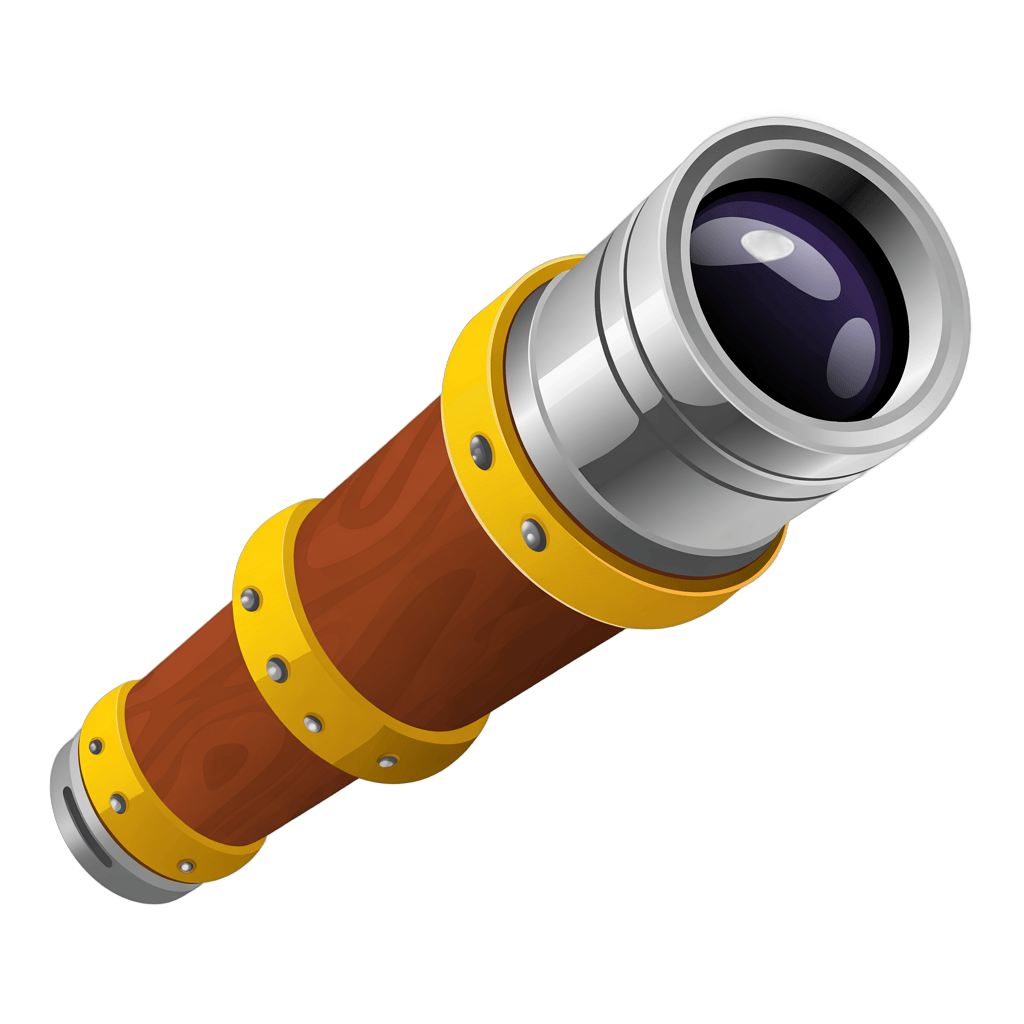 Vintage telescope clipart for travel adventure and exploration illustrations PNG - transparent background