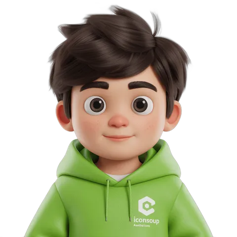 3d animated boy character with hoodie smiling cheerful isolated transparent background clipart PNG