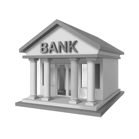 3d bank building clipart graphic element for financial business presentations and websites PNG