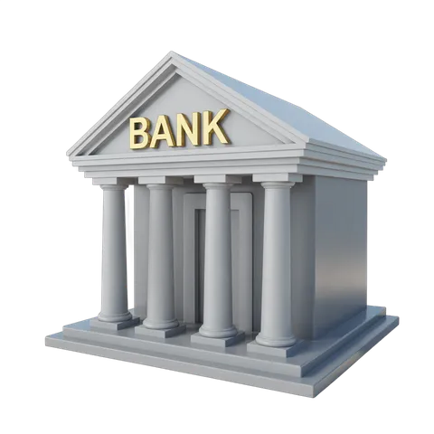 3d bank building illustration clipart with classical columns for financial business presentations PNG