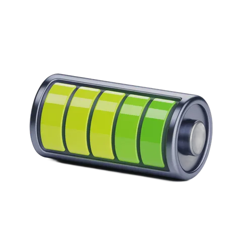 3d cartoon battery icon with charging levels for app interface and website design PNG