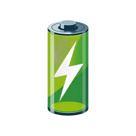 3d cartoon battery icon with lightning bolt for energy power apps and website graphics PNG