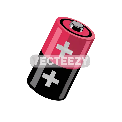 3d cartoon battery icon with plus signs for energy power symbols and graphic design projects PNG