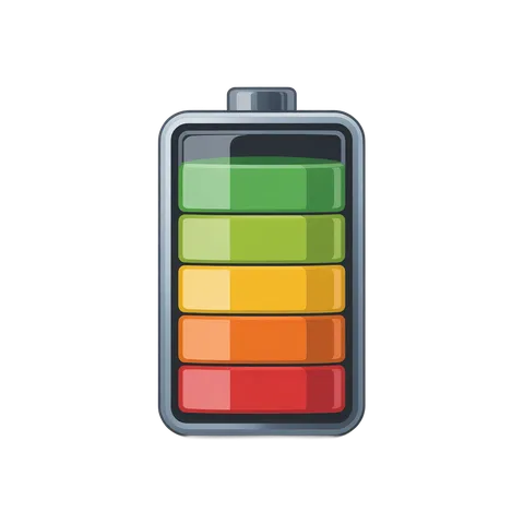 3d cartoon battery power level indicator graphic element for digital presentations and app interfaces PNG