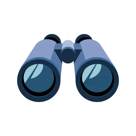 3d cartoon binoculars clipart isolated transparent background for marketing and presentation designs PNG