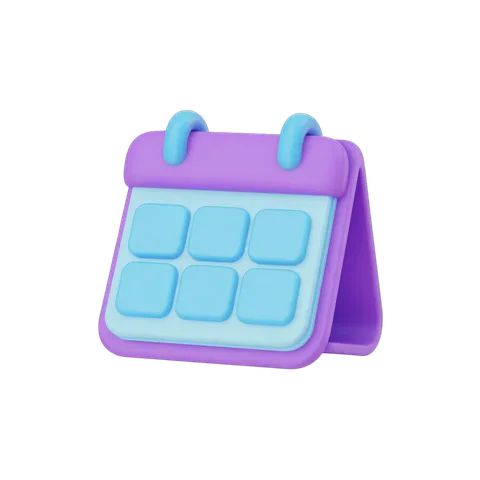 3d cartoon calendar clipart graphic element for planning and scheduling designs PNG