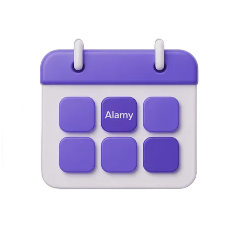 3d cartoon calendar clipart with alamy text for scheduling and planning designs PNG