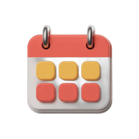 3d cartoon calendar clipart with date slots for digital design and presentations PNG