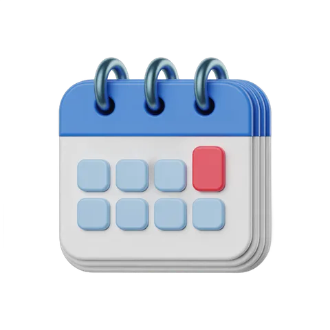 3d cartoon calendar clipart with highlighted date for scheduling and planning documents PNG