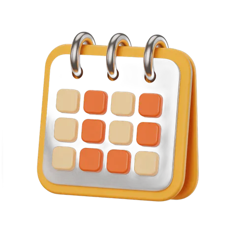 3d cartoon calendar page with spiral binding for planning and scheduling events PNG