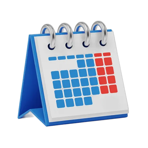 3d cartoon calendar stand with marked dates for planning and scheduling events PNG