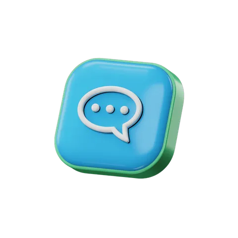 3d cartoon chat message icon with speech bubble for app interface design and user communication PNG