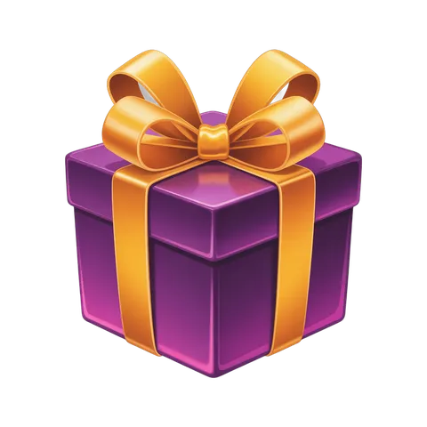 3d cartoon gift box with golden ribbon for birthday celebration presentation design PNG