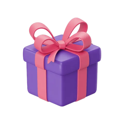 3d cartoon gift box with pink ribbon for birthday celebration presentation design PNG