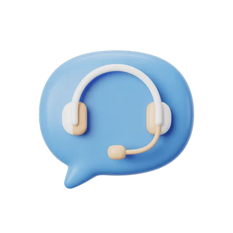 3d cartoon headset icon with microphone for customer support and communication design PNG