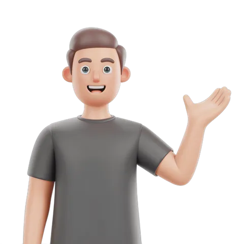 3d cartoon man waving hand isolated transparent background friendly greeting clipart PNG
