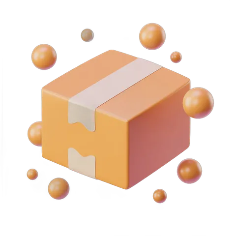 3d cartoon peach box with bubble effect isolated on transparent background for packaging design PNG