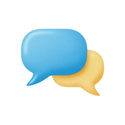 3d cartoon speech bubble graphic for communication design and presentation slides PNG