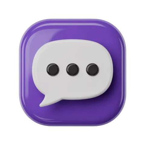 3d cartoon speech bubble icon with dots for messaging app interface design PNG