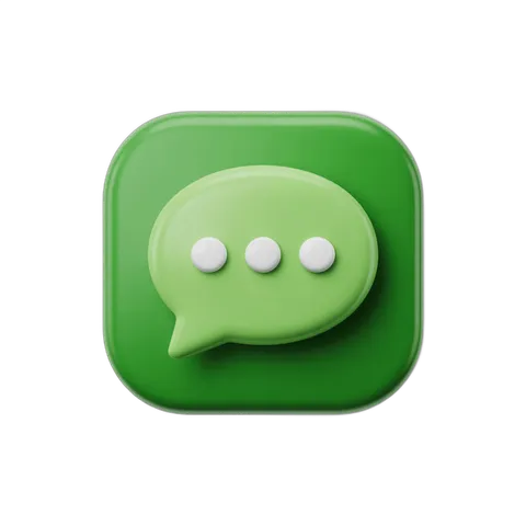 3d cartoon speech bubble icon with dots for messaging app interface design PNG