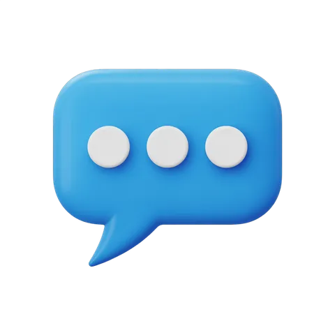 3d cartoon speech bubble icon with three dots for chat message placeholder design PNG