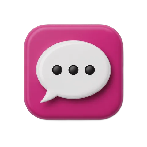 3d cartoon speech bubble icon with three dots for messaging apps and chat interfaces PNG