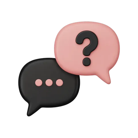 3d cartoon speech bubble icons with question mark and ellipsis for presentations and web design PNG