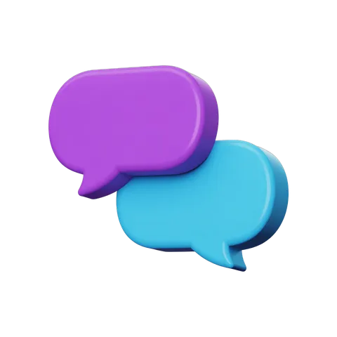 3d cartoon speech bubble illustration for graphic design and presentation slides PNG