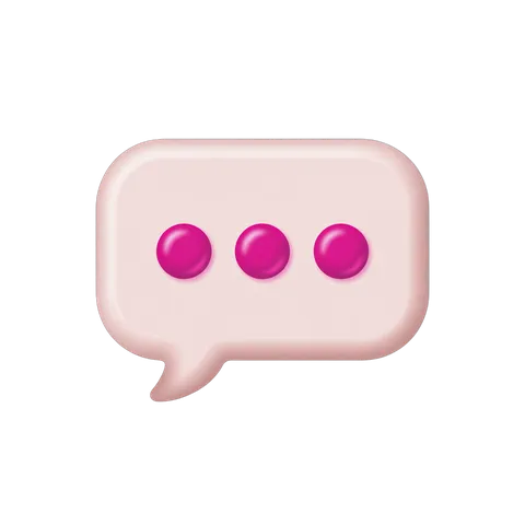 3d cartoon speech bubble with three pink dots for conversation or chat design PNG