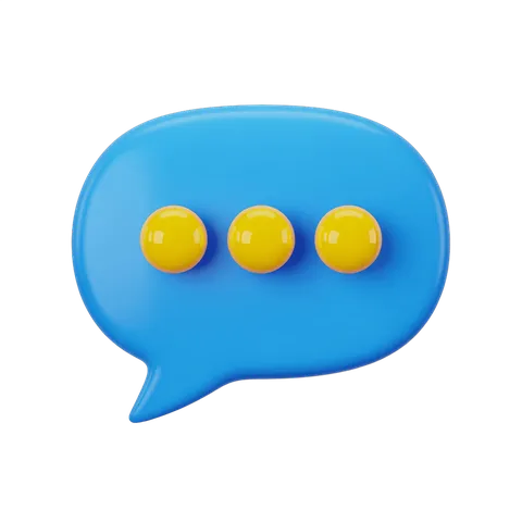 3d cartoon speech bubble with three yellow dots for conversation or chat design PNG