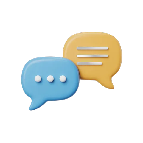3d cartoon speech bubbles graphic element for communication design projects PNG