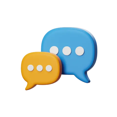 3D cartoon speech bubbles graphic for communication and conversation design projects PNG