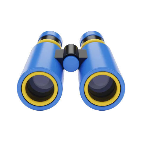3d cartoon style binoculars graphic element for marketing and presentation designs PNG