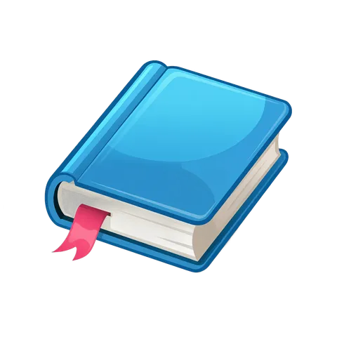 3d cartoon style book icon with pink ribbon marker for education websites and presentations PNG