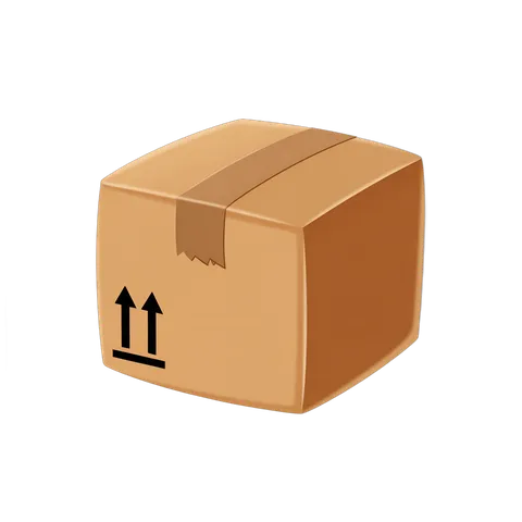 3d cartoon style brown cardboard box with fragile handling symbol for shipping packaging design PNG