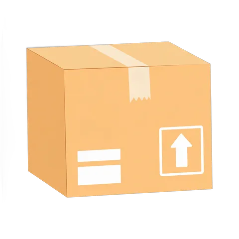 3d cartoon style cardboard box with upward arrow for delivery shipping packaging design PNG