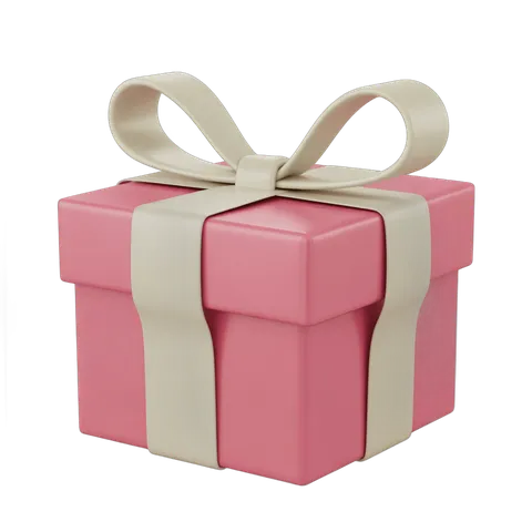 3d cartoon style pink gift box with white ribbon for birthday celebration presentation PNG