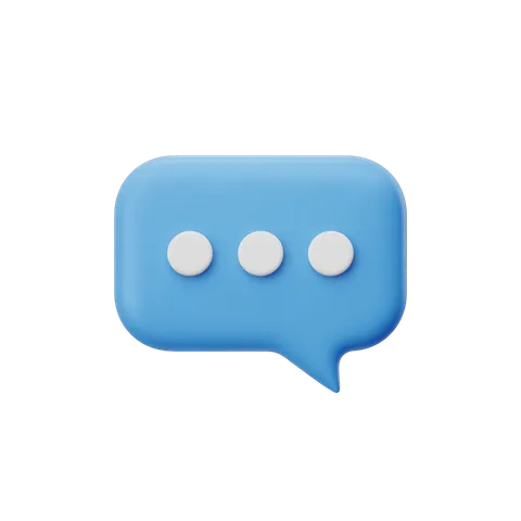 3d cartoon style rendered speech bubble graphic element for presentations and social media designs PNG