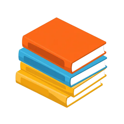3d cartoon style stack of colorful books isolated on transparent background for education marketing PNG
