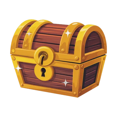 3d cartoon treasure chest with golden lock for adventure game graphics and fantasy illustrations PNG