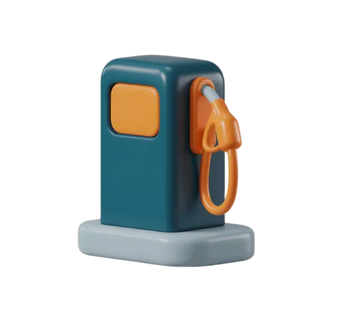 3d gas pump icon with orange nozzle for website app interface and mobile design PNG