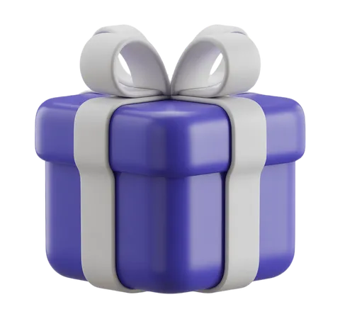 3d gift box with white ribbon for holiday presents and corporate branding designs PNG